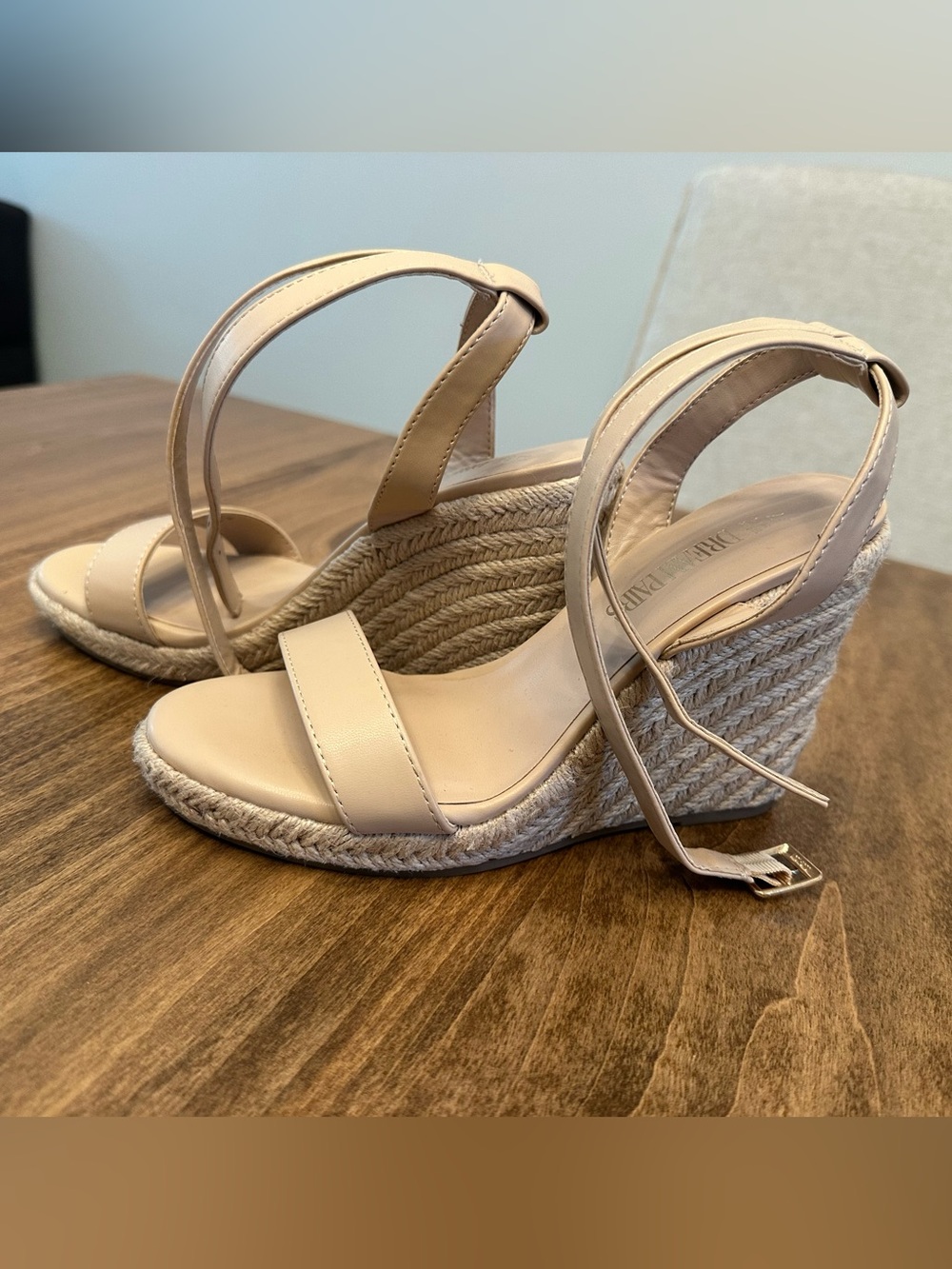 Neutral Espadrille Wedge Sandals with Ankle Strap